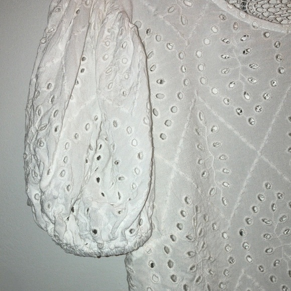 White Eyelet Puff Sleeve Top - Picture 9 of 16